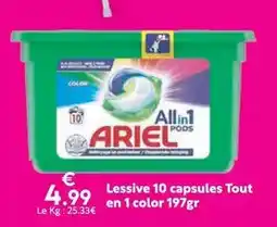 Maxi Bazar Ariel - lessive 10 capsules tout en 1 color offre
