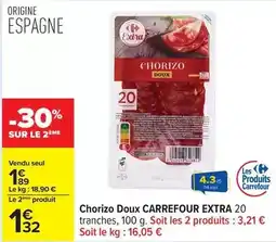 Carrefour Carrefour - chorizo doux extra offre