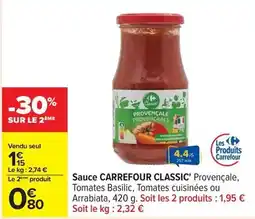 Carrefour Carrefour - sauce classic' offre