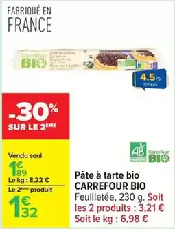 Carrefour Carrefour - pâte à tarte bio offre