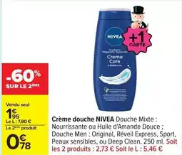 Carrefour Nivea - crème douche douche mixte offre