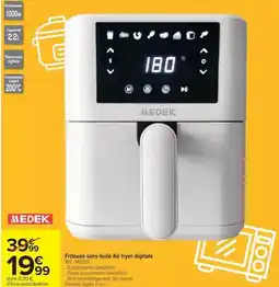 Carrefour Medek - friteuse sans huile air fryer digitale offre
