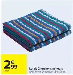Carrefour Lot de 2 torchons mineurs offre