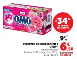 Maximarché Lessives capsules 3 en 1 omo offre