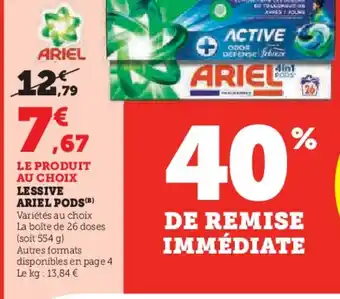 Hyper U Lessive ariel pods offre