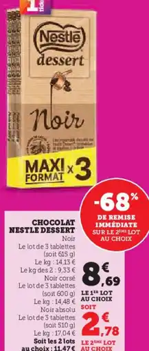 Hyper U Chocolat nestle dessert offre