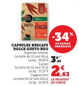 Hyper U Capsules nescafe dolce gusto neo offre