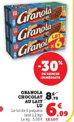 Hyper U Granola chocolat au lait lu offre