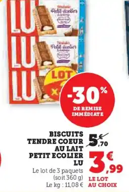 Hyper U Biscuits tendre coeur au lait petit ecolier lu offre