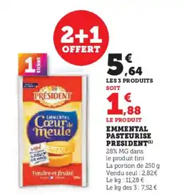 Hyper U Emmental pasteurise president offre