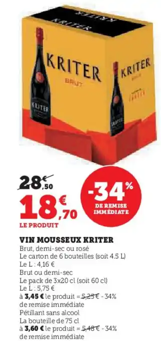 Hyper U Vin mousseux kriter offre