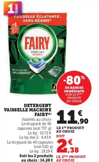 Hyper U Detergent vaisselle machine fairy offre