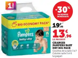 Hyper U Changes pampers baby dry big pack offre