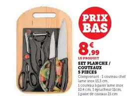 Hyper U Set planche / couteaux 5 pieces offre