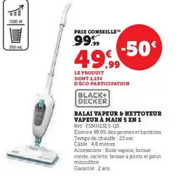 Hyper U Balai vapeur & nettoyeur vapeur à main 5 en 1 offre