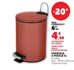 Hyper U Poubelle a pedale 3l offre