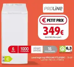 Darty Lave linge top proline ptl6100c offre