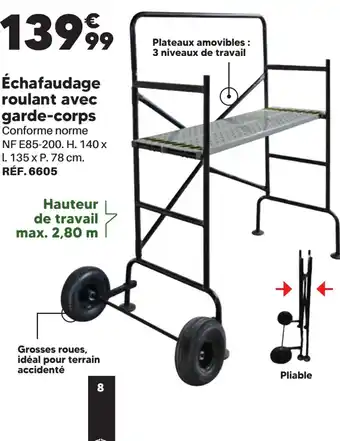 Shopix Échafaudage roulant avec garde corps offre