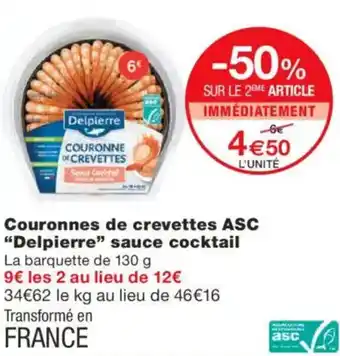 Monoprix DELPIERRE Couronnes de crevettes ASC sauce cocktail offre