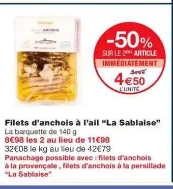 Monoprix LA SABLAISE Filets d'anchois à l'ail offre