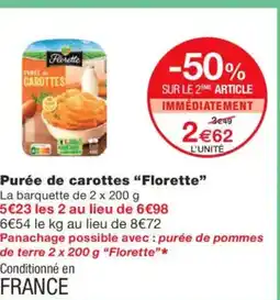 Monoprix FLORETTE Purée de carottes offre