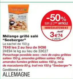 Monoprix SEEBERGER Mélange grillé salé offre