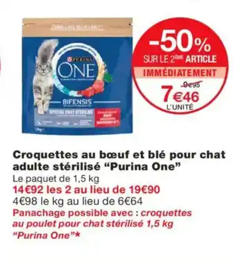 Monoprix PURINA ONE Croquettes au bœuf et blé pour chat adulte stérilisé offre