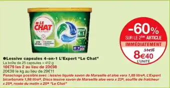 Monoprix LE CHAT Lessive capsules 4-en-1 L'Expert offre
