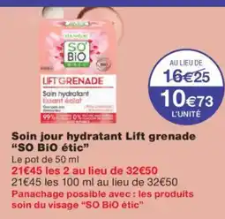 Monoprix SO BIO Soin jour hydratant Lift grenade offre