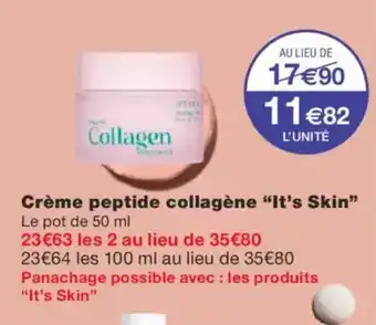 Monoprix IT'S SKIN Crème peptide collagène offre