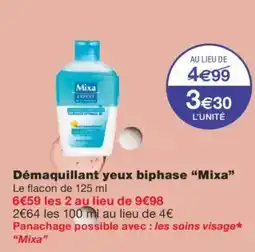 Monoprix MIXA Démaquillant yeux biphase offre
