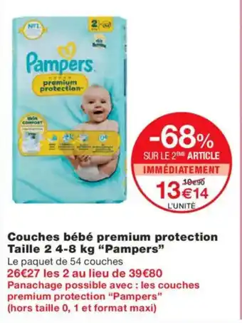 Monoprix PAMPERS Couches bébé premium protection taille offre