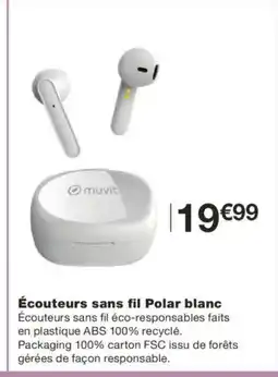 Monoprix Écouteurs sans fil Polar blanc offre