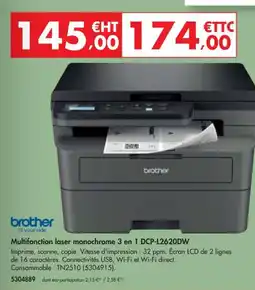 Plein ciel BROTHER Multifonction laser monochrome 3 en 1 DCP-L2620DW offre