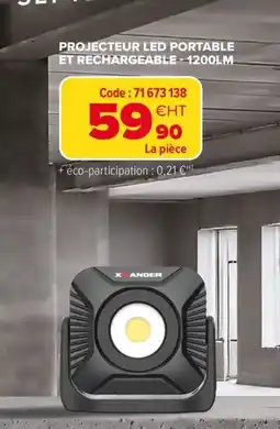 Prolians Projecteur led portable et rechargeable -1200lm offre