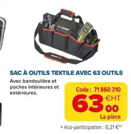 Prolians Sac à outils textile avec 63 outils offre