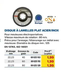 Prolians Disque à lamelles plat acier/inox offre