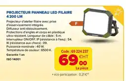 Prolians Projecteur panneau led filaire 4200 lm offre