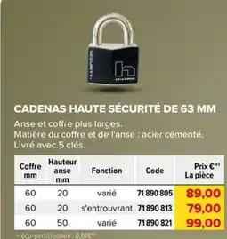 Prolians Cadenas haute securite de 63mm offre