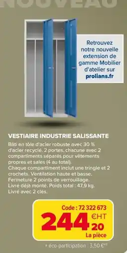 Prolians Vestiaire industrie salissante offre