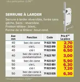 Prolians Serrure à larder offre