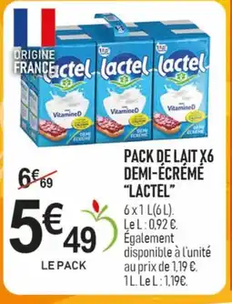 marché frais Géant LACTEL Pack de lait x6 demi-écrémé offre
