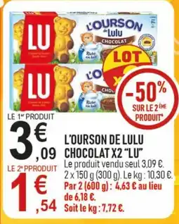marché frais Géant LU L'ourson de lulu chocolat offre
