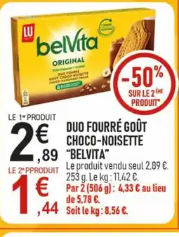 marché frais Géant BELVITA Duo fourré goût choco-noisette offre