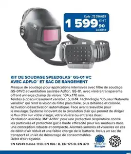 Prolians Kit de soudage speedglas g5-01 vc avec adflo et sac de rangement offre