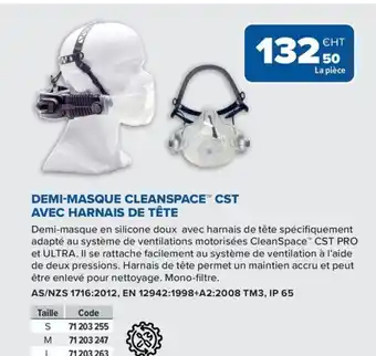 Demi-masque cleanspace cst avec harnais de tête