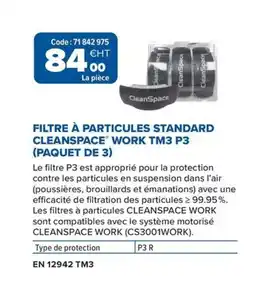 Prolians Filtre à particules standard cleanspace work tm3 p3 offre