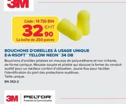 Prolians Bouchons d'oreilles à usage unique e-a-rsoft yellow neon 34 db offre