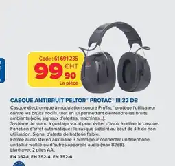 Prolians Casque antibruit peltor protac iii 32 db offre