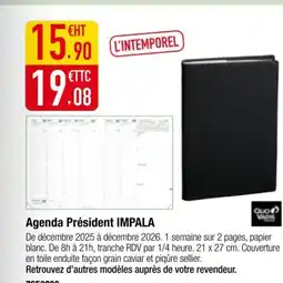 Plein ciel IMPALA Agenda Président offre
